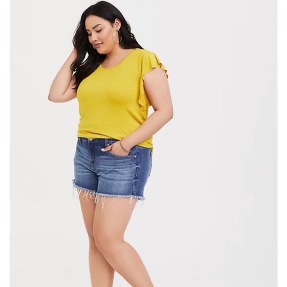 Torrid | Super Soft Bright Yellow Flutter Tee "Jade Citrus" | Size 2X - Picture 2 of 9